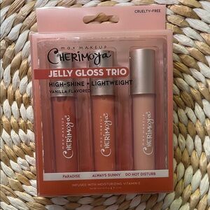 Max Makeup Cherimoya Jelly Gloss Trio - Vanilla Flavored - 3 Piece Set - NIB